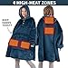 Degrees of Comfort Heated Wearable Blanket, Cordless Electric Heating Hoodie, Warm Sherpa Sweatshirt for Women, Navy 38x32