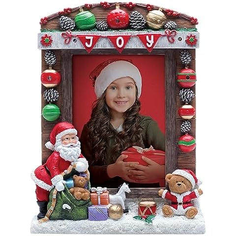 FINE PHOTO GIFTS 5" x 7" JOY Christmas Santa Claus Resin Light Up Picture Frame Cover