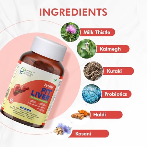 Image of Fytika Fit Liver | Liver Detox Supplement | For Healthy and Strong Liver | Enriched with Milk Thistle, Kutaki, Kalmegh, Bhumi Amla and Probiotics | 120 Tablets
