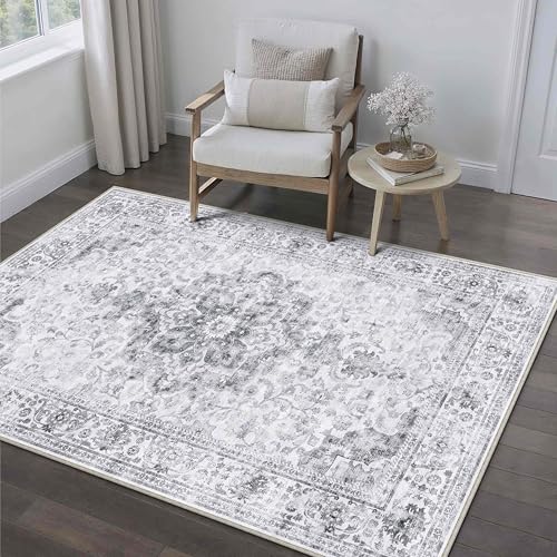 HUGEAR Washable 3x5 Area Rugs Retro Grey Living Room Bedroom