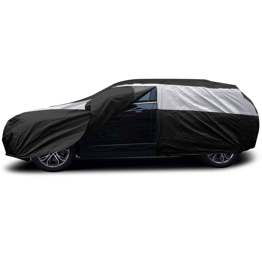 Titan Jet Black Poly 210T pokrowiec samochodowy do hatchbacków 419.1-459.7 cm, wodoodporny, odporny na promieniowanie UV, odporny na zarysowania, zamek błyskawiczny po stronie kierowcy. Pasuje do