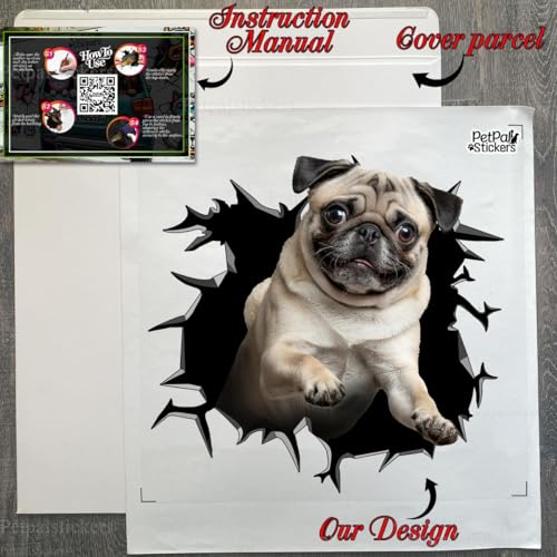 Image of Cute Dog Stickers for Car Window Decals Waterproof Funny Sticker (Pug Stickers)