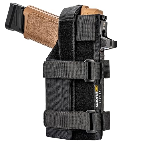 Universal MOLLE Pistol Holster – Adjustable Tactical Holster for RDS Red Dot Sights, Right-Handed Fit for 1911, Glock, Sig & More (Black)