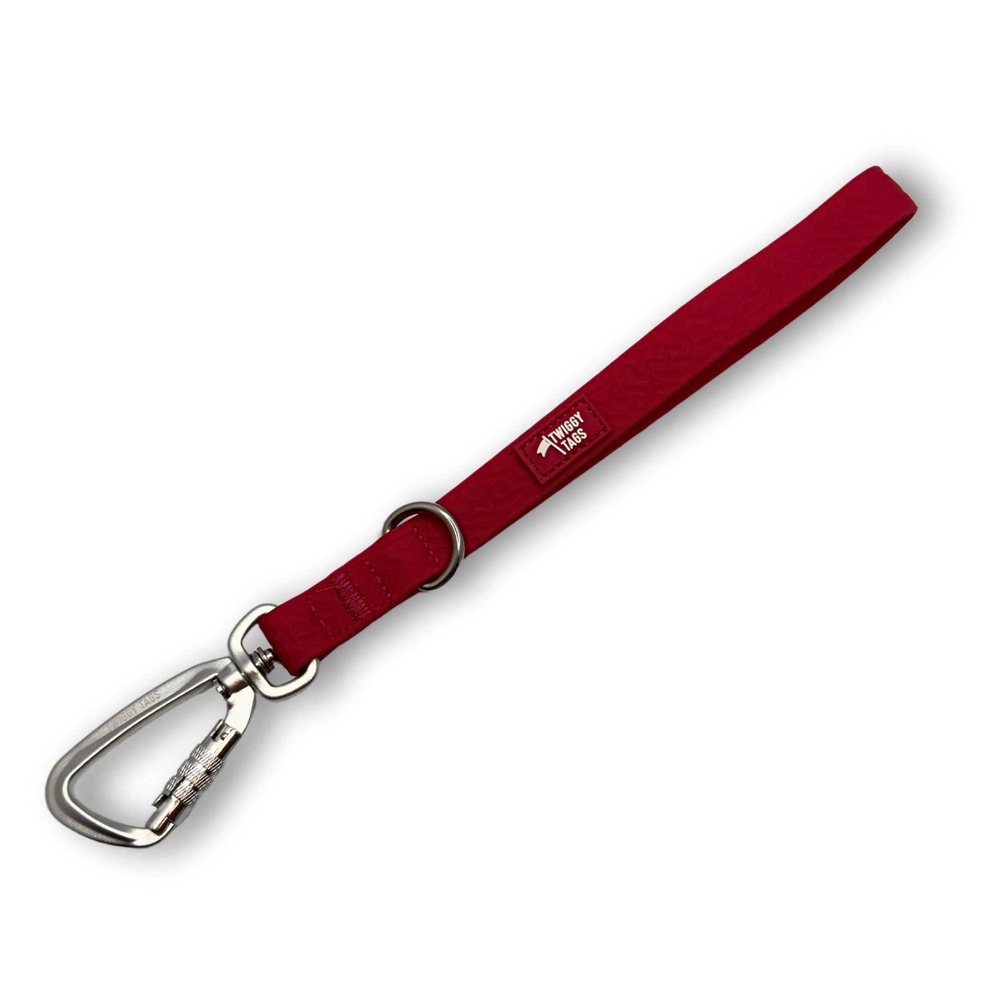 Twiggy Tags Tidal Dog Grab Handle | 100% Waterproof Dog Lead Grab Handle Easy Clean | Locking Carabiner, Durable | Suitable For All Dog Breeds | Wipe-Clean, Stink-Proof | 1ft | Fresia, Blush Red