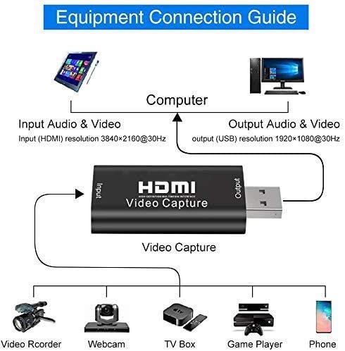 Image of Microware HDMI to USB 2.0 Audio Video Capture Card, High Definition Full HD 1080p 30fps Record via DSLR Camcorder Action Cam for Acquisition, Live Streaming, Gaming, Teaching, Conference