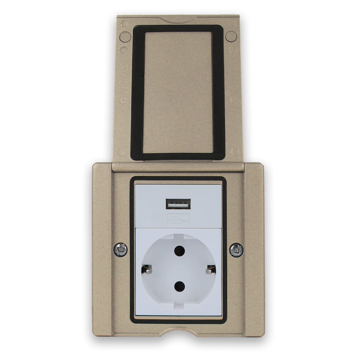Presa da pavimento a parete, in acciaio inox dorato, presa da tavolo con presa VDE + modulo USB, per serbatoio da pavimento, a scomparsa con moduli Livolo, presa da pavimento con coperchio IP20