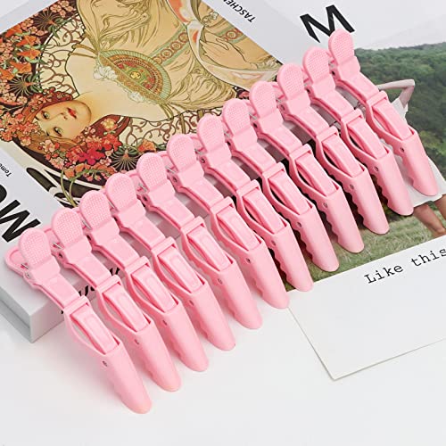 Aco-Uint 12Pcs Pink Hair Clips For Styling Sectioning, Alligator Hair Clips Salon Hair Clips Professional Alligator Clips For Hair, Hair Styling Clips Hair Accessories For Women #TOP6