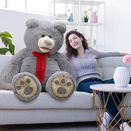 Hollyhome Giant Teddy Bear Stuffed Animal 4 Ft Huge Teddy Bear Plush With Embroidered Paws Cuddly Toy For Girlfriend And Kids 48 Inches Gray thumb #2