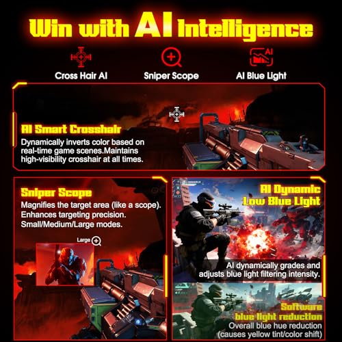 undefined SANSUI 34 Inch 240Hz Ultrawide Curved Gaming Monitor UWQHD 3440×1440, 21:9 2K Curved Monitor 1500R,HDR400,Fast VA, PIP/PBP,AI Crosshair,AIPQ(Visual Enhance),MPRT 1ms,HDMI2.1*2,DP1.4*2(DP Cable Incl.) の商品画像 4