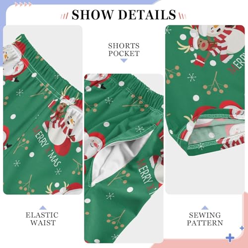 ZZXXB Merry Xmas Santa Claus Reindeer Boys Long Pants Soft Trousers Elastic Waist Kids Lounge Bottoms with Pockets S-XL4