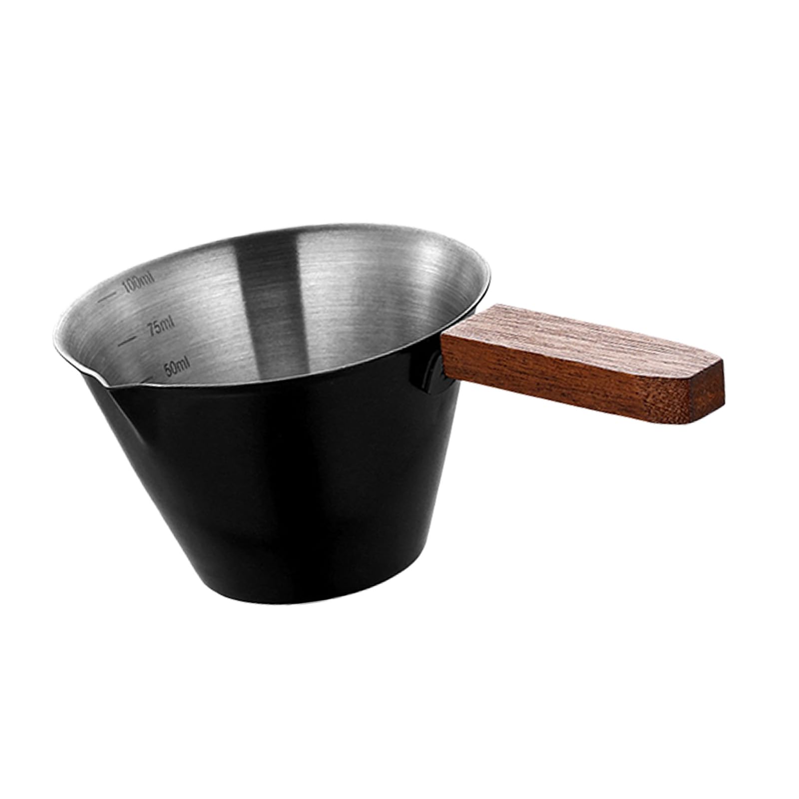 Accurate Liquid Measure Device in Nonrust Steel and Real Wood Cup Ideal for Baristas and Mixologists Coffee Maker Accessory