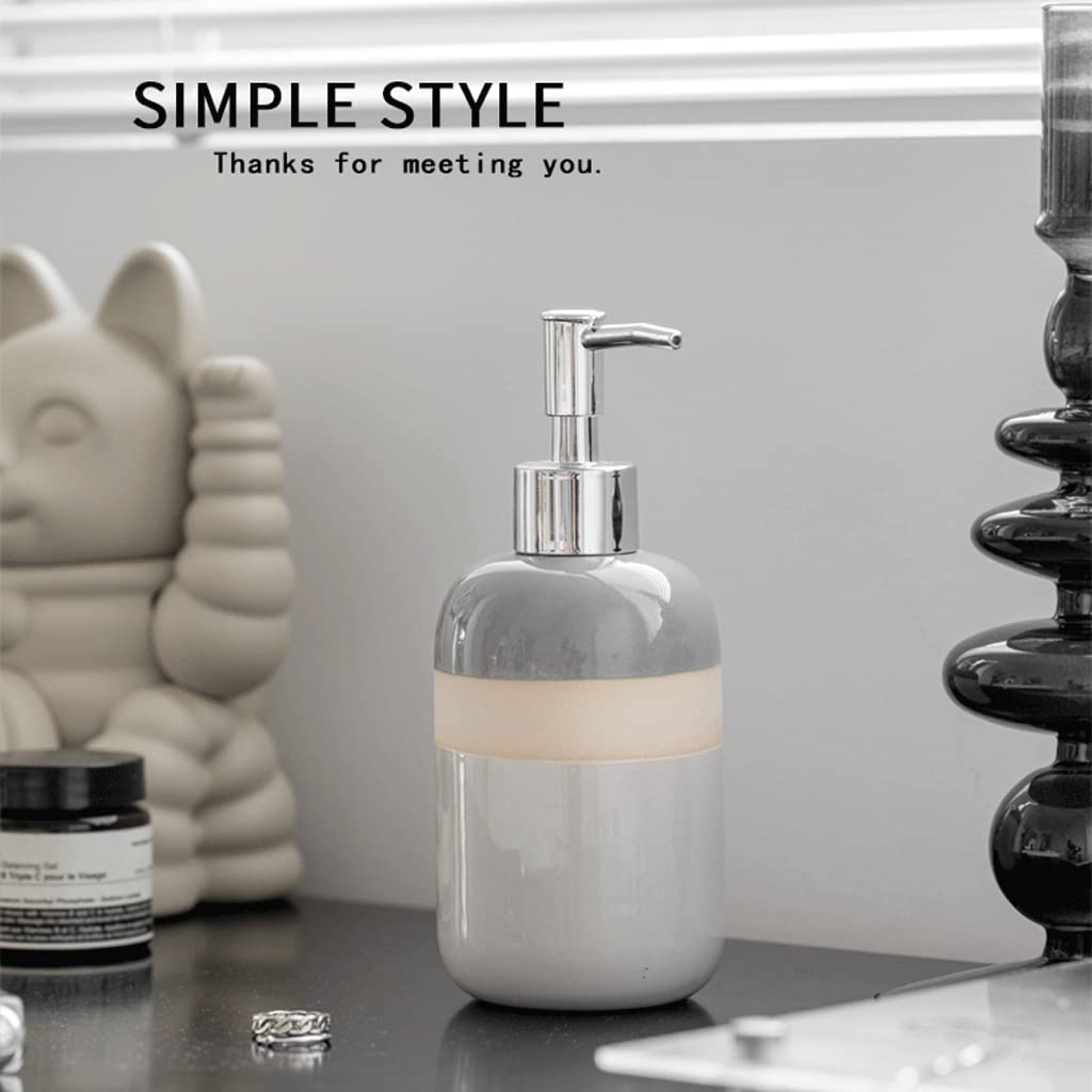 Dispenser di Sapone in Ceramica - Processo di Giunzione Smaltata Stile Nordico Dispenser di Sapone Liquido per Le Mani Ricaricabile per Bagno e Cucina Flacone c