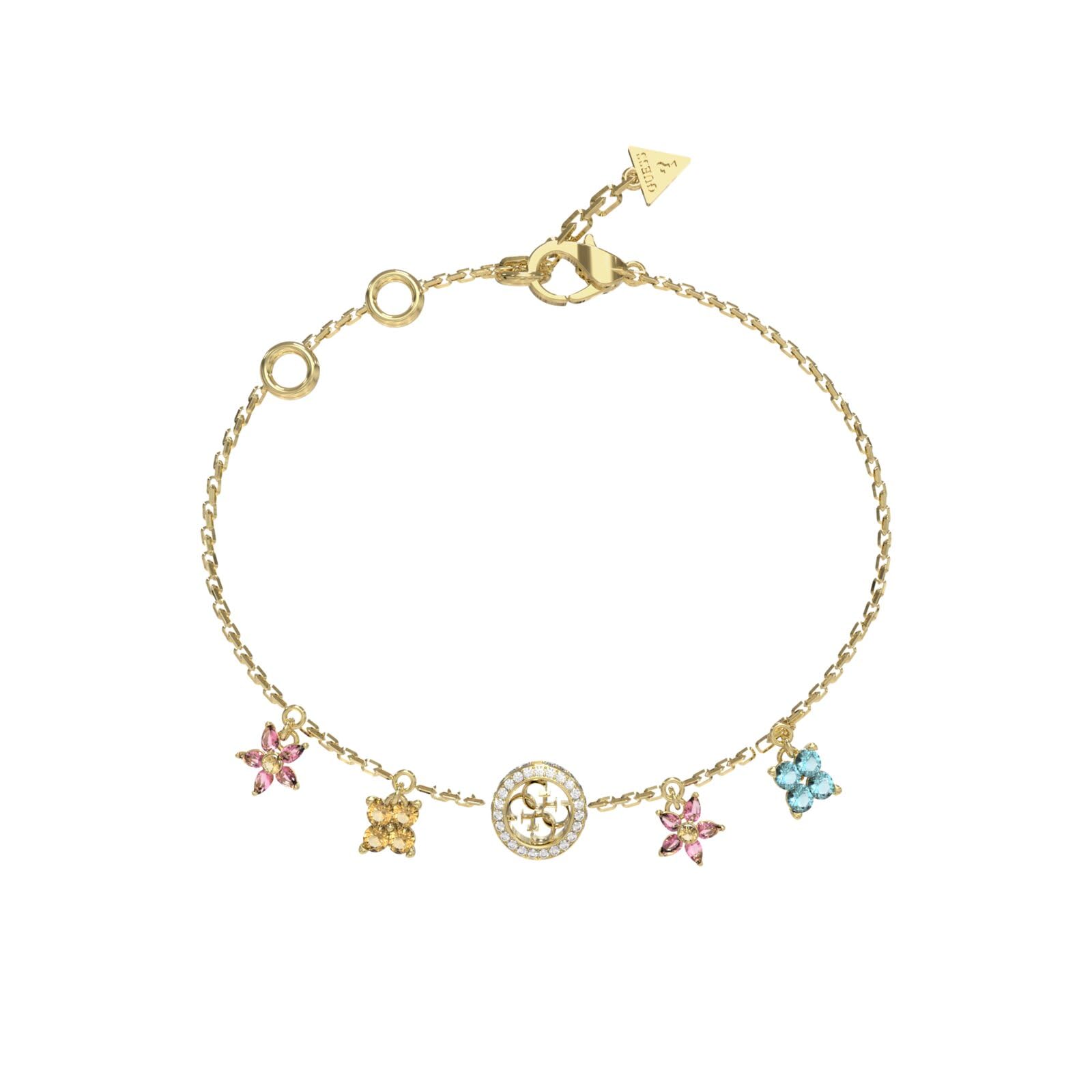 GUESS Armband Secret Garden Flower Charms Bracelet Yellow Gold/Multicolor goldfarben