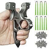 HANDBAIGE HBG Professional Stainless Steel Slingshot with Sight for Adults High Velocity Slingshot Hunting Slingshot Set with 100 Ammo Balls and 6 Rubber Bands for Outdoor Shooting Practice