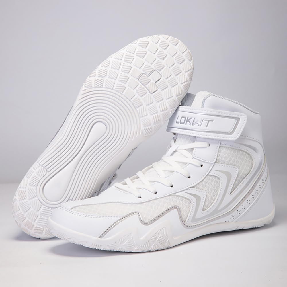 Sneakers Boxe Combat Alte Design alla Moda Fascia Caviglia Regolabile Tomaia Traspirante Suola Antiscivolo Allenamento Palestra Stile Urbano