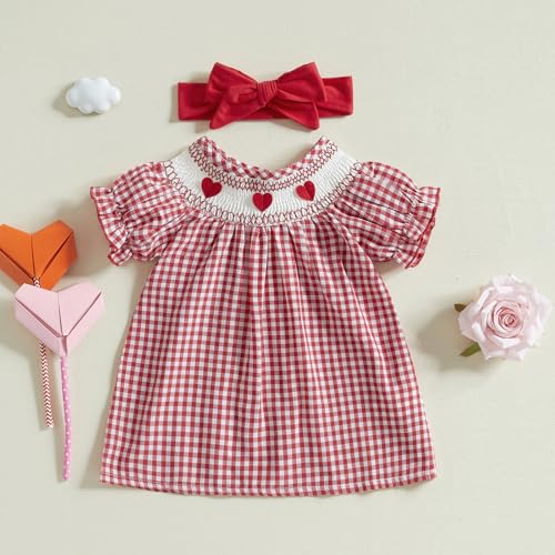 Toddler Baby Girl Valentines Outfit My First Valentines Day Dress Princess Heart Dresses Cute Photoshoot Clothes (Love Heart Red, 18-24 Months)