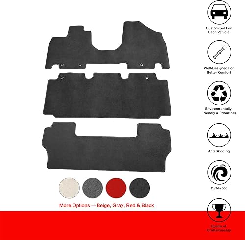 Miniatura 2 de IKON MOTORSPORTS, Alfombrillas compatibles con Honda Odyssey 2011-2017, alfombra de nailon negro delantera y trasera, juego de 3 piezas, 2012 2013