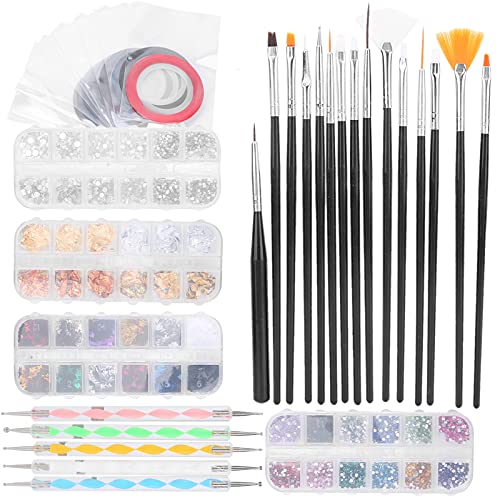 Nail Art Pinsel 3D Nail Art Dekorationen Kit Nail Art Werkzeug Set Nagelpinsel Punktierstift Strass Dekoration… – Bild 8