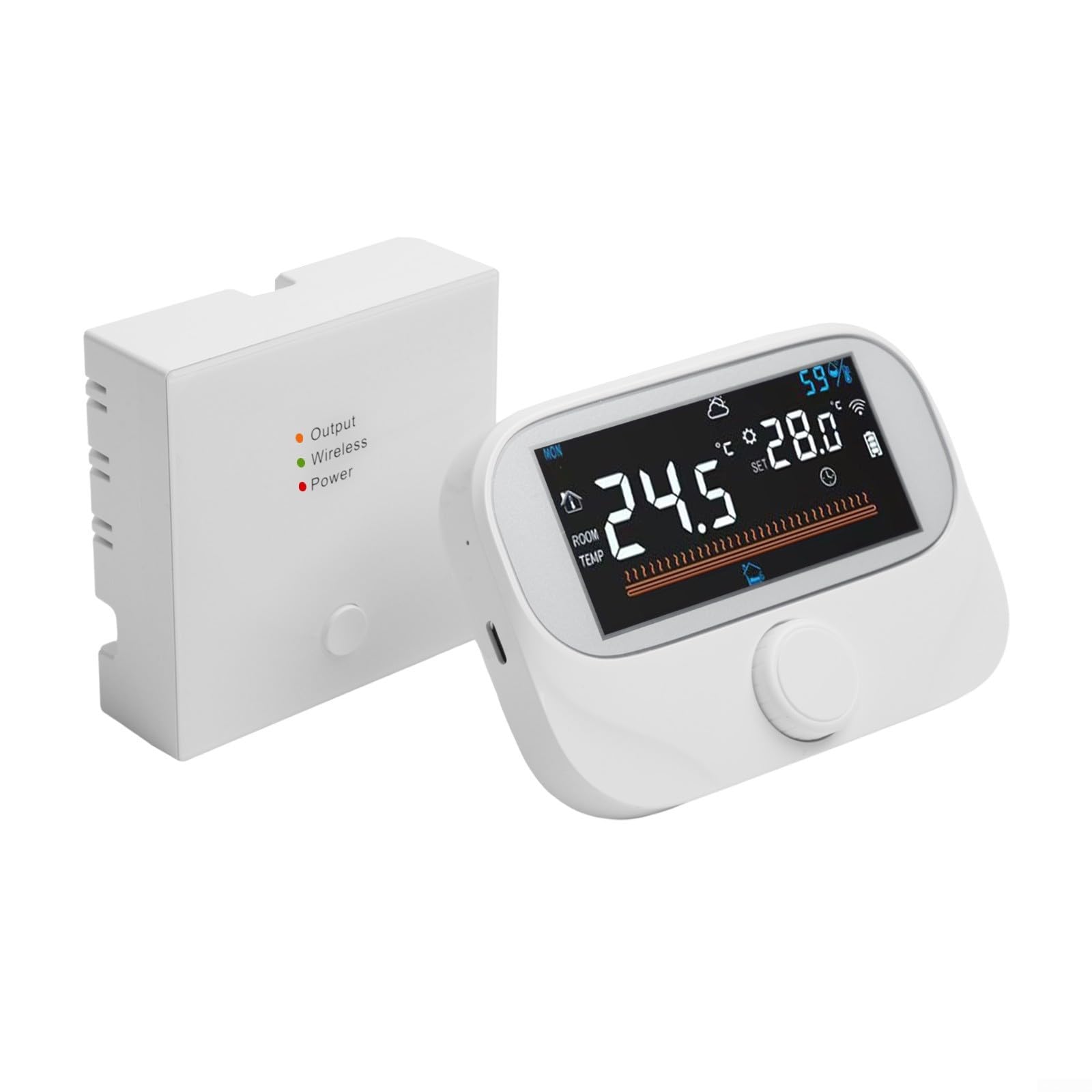 Termostato de Caldera Inteligente e Inalámbrico con Wifi para Hogar, con Control de Aplicación Remota, Períodos Programables y Pantalla Meteorológica Interior (WiTH3-WIFI)