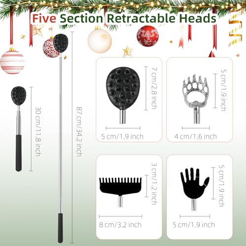 Image of WOVTE Stocking Stuffers for Men Women Adults, Back Scratcher with Christmas Packaging Box & 4PCS Detachable Scratching Heads, Christmas Gifts for Men Women Husband Dad Mom Wife, White Elephant Gifts