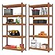 Brigros - Set Metallregale 150 x 75 x 30 cm, Gesamtbelastung 875 kg, 5 MDF-Einlegeböden, Tragkraft pro Regalboden 175 kg, platzsparendes Regal für Garage, Werkstatt, Keller, Lager (Ziegelstein)