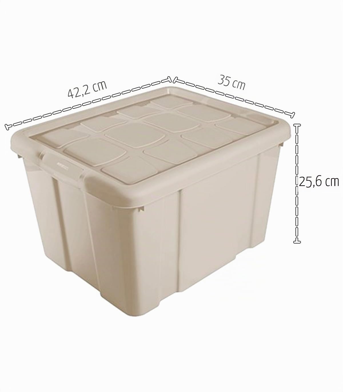 Acan Tradineur - Pack de 6 Cajas de Almacenamiento - Fabricado en plástico - Contenedor para almacenar Libros, Ropa, Mantas - N.º 2 (Beige) - 25,6 x 42,2 x 35 cm - 25 Litros