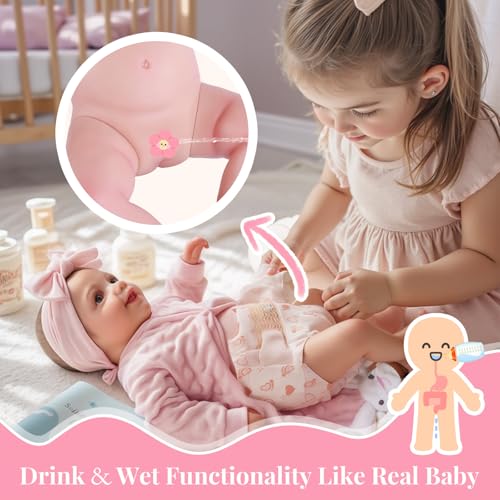 Muñecas Reborn Bebé Bebida y Húmedas 2 Piezas 17 Inch miniatura 4
