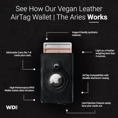 Bifold AirTag Wallet for Men – Slim RFID-Blocking Pop-Up Card Holder with Built-In AirTag Holder – Vegan Leather Front Pocket Wallet with Cash Slot (Black, Holds 10 Cards)4