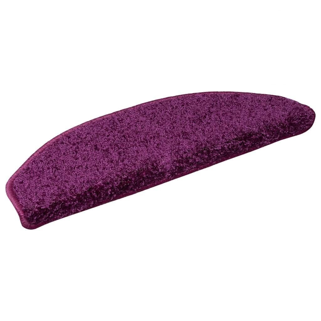 Maty na schody, 15 szt. 65 x 21 x 4 cm, fioletowe, półokrągłe, z polipropylenu, maty na schody, dywaniki na schody, antypoślizgowe do schodów, korytarza, wejścia do wnętrz