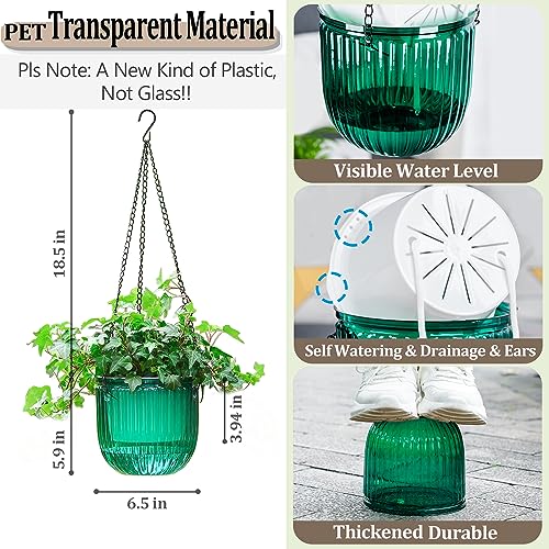 Melphoe HANGING PLANTERS-6.5 2 Pack Self Watering Hanging Planters Indoor Flower Pots thumb #5