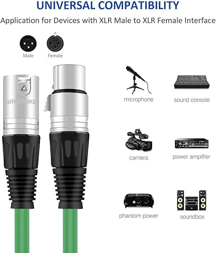 Miniatura 3 de DREMAKE Cable de altavoz de sonido de 16.5 pies, cable XLR de micrófono de 3 clavijas, cable XLR macho a XLR hembra, cable de serpiente para