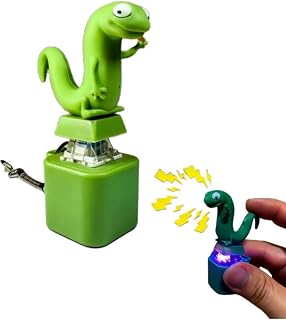 Lizard Button Sound Keychain with Colorful Lights, Click Button Novelty Keychain Accessory for Desk, Keys, Bags & Daily Carry. (A-1Pack)
