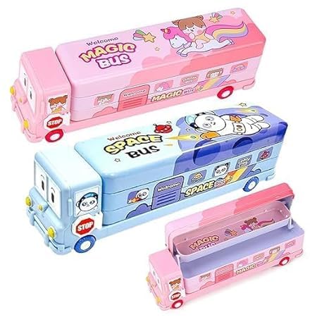 School Bus Pencil Box for Kids - Pack of 2 Compass Box for Girls and Boys with Wheel, Stylish School Bus Geometry Box for Boys and Girls, Car Pencil Box Set Bus Toys for Kids 3+ Years (B0D8Y8GW5T) Amazon Price History, Amazon Price Tracker