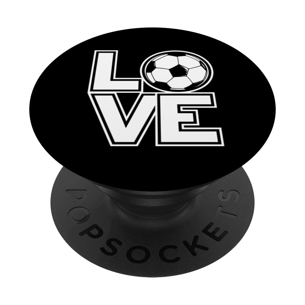 Soccer LOVE Funny Soccer Player PopSockets Swappable PopGrip, Black