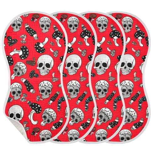 Skulls Mushrooms Diverse Red Burp Cloths for Babies Burp Rag Cotton Spit Up Rag for Babies Newborn3