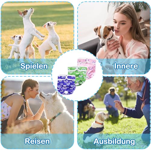 3 Stück Wiederverwendbare Hundewindeln,Hochabsorbierend Höschen für weibliche Haustiere,Hygienische Waschbare Windel Hund,Windeln für Hündinnen bei Läufigkeit und Inkontinenz (s, Muster 1)