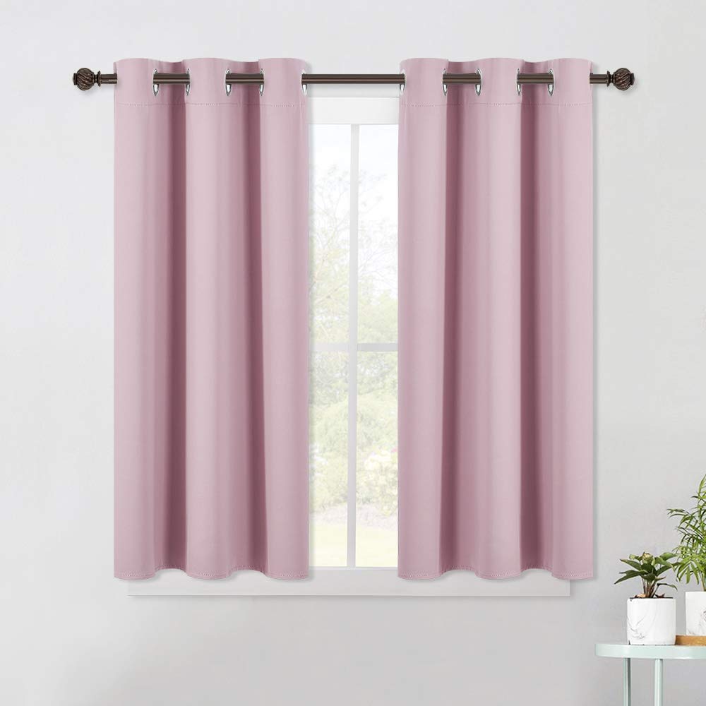 NICETOWN Blackout Curtain Panels for Girls Room, Nursery Essential Thermal Insulated Solid Grommet Top Blackout Drapes (Baby Pink=Lavender Pink, 1 Pair, 42 x 45 Inch)