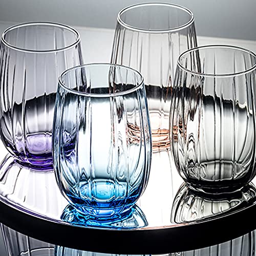 Set de 4 vasos de vidrio color morado 13 oz miniatura 5