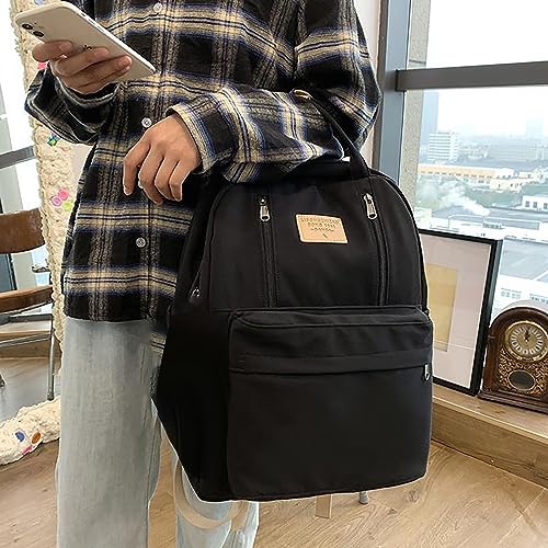 Schoolbag Female College Students Simple Senior Sense High School High School Students Small 𝐂rescent (Black, One Size)2