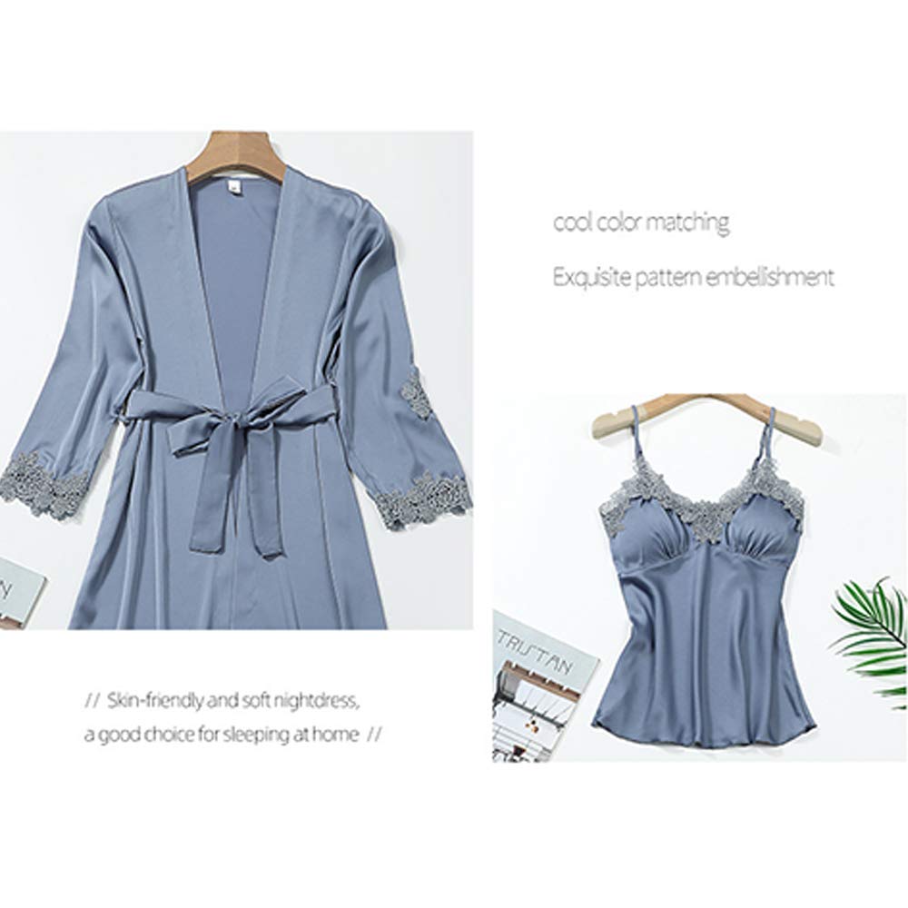 Dames Pyjama Set 4 PCS, Chemise de Nuit Home Wear Robe en Dentelle Sexy Women Sleeve Sleepwear