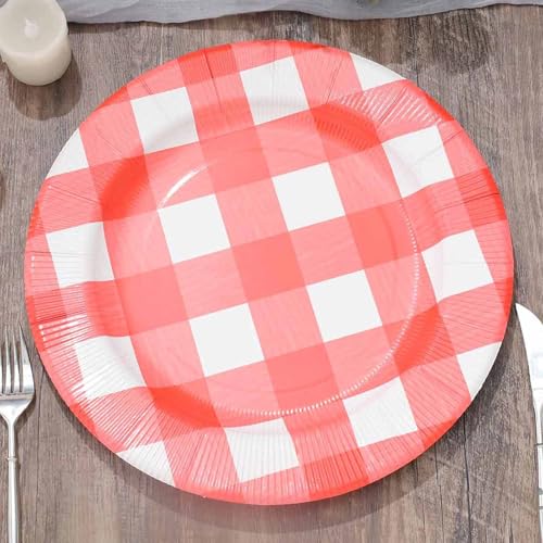 Efavormart 10 Pack Platos Cargadores Rojo y Blanco 13" miniatura 2