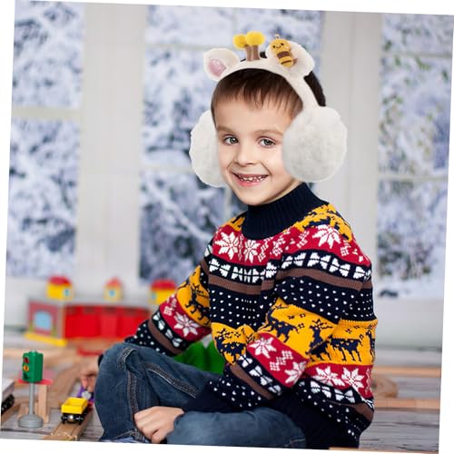 VALICLUD Faux Fur Earmuffs for Boy Girl and Adults Plush Bee Ear Warmers Foldable Ear Covers for Outdoor Use for Boys and Girls4