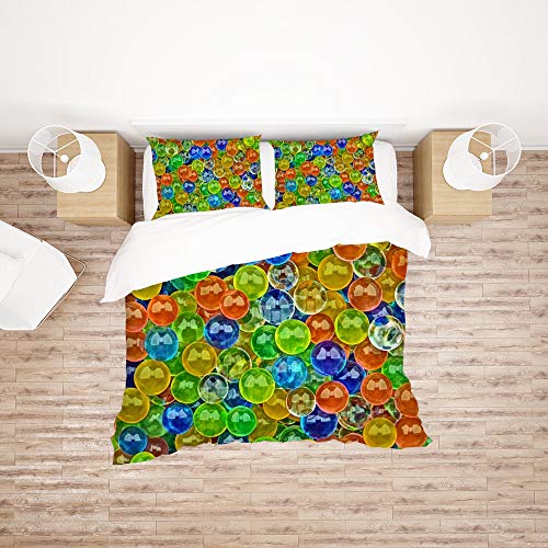 Parure de lit King Size polyester imprimé boules housse de couette 3 pièces