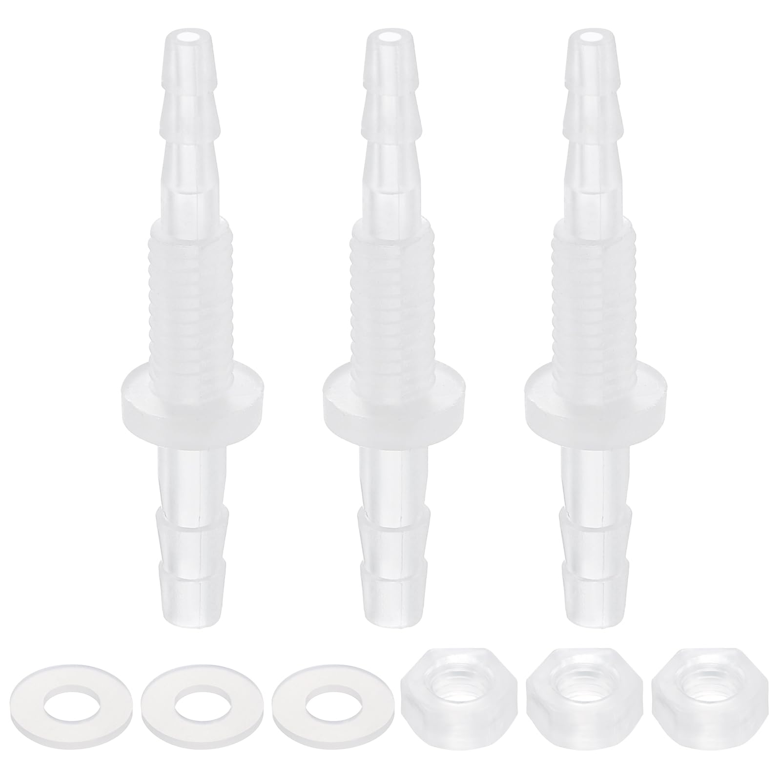 QUARKZMAN 3er-Pack Kunststoff-Schlauchverbinder 1/8" Auf 5/32" (3 Mm Auf 4 Mm) – Mit M6 Mutter & Unterlegscheibe, Für Aquarien & Bewässerung