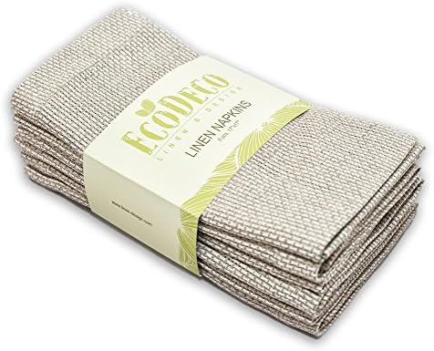 100% Linen Napkins, 6 Pack, Size: 17 in. x 17 in., Natural Gray Color, Soft and Durable Cloth, Ideal for Special Events and Everyday Use. Get Ready for every Celebration with EcoDeco