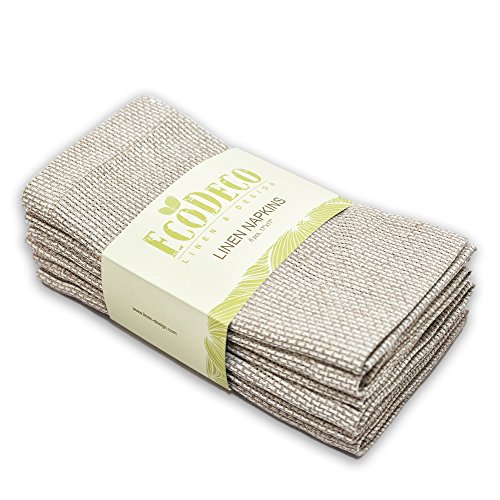 100% Linen Napkins, 6 Pack, Size: 17 in. x 17 in., Natural Gray Color, Soft and Durable Cloth, Ideal for Special Events and Everyday Use. Get Ready for every Celebration with EcoDeco