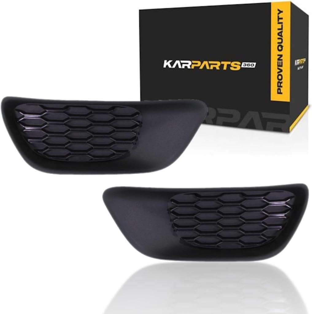 KarParts360 For Dodge Grand Caravan Fog Light Cover 2011-2019 Driver and Passenger Side Pair/Set | Grille Bezel | Bumper Cover | Black | CH1038129 + CH1039129 | 68100709AA + 68100708AA