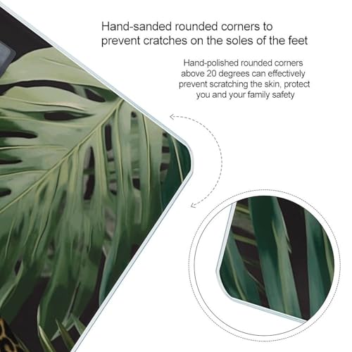 Báscula digital de baño con diseño Leopard Palm Leaf y vidrio templado miniatura 4