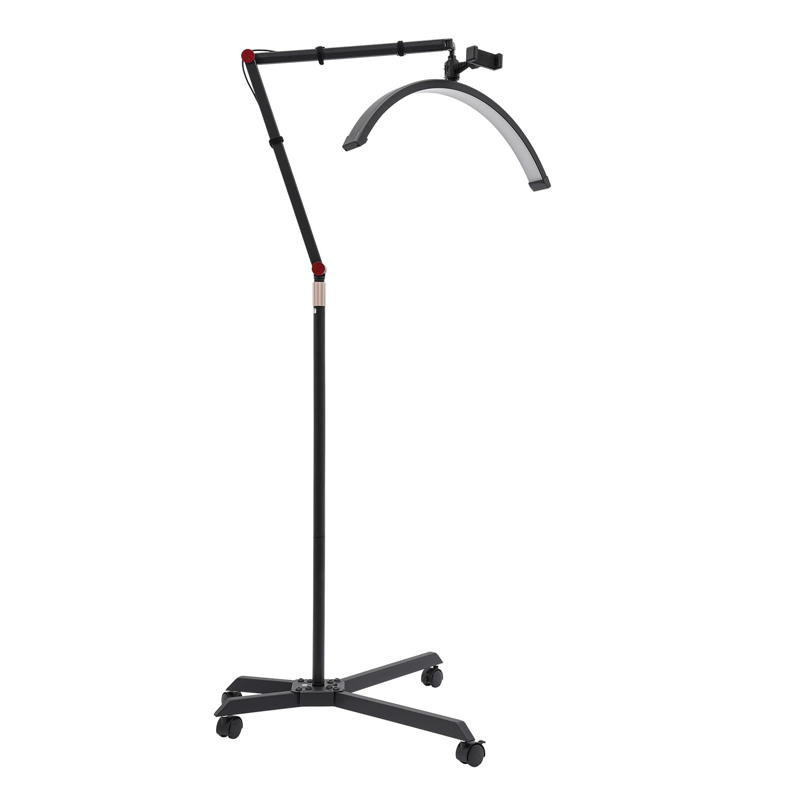 Ästhetische professionelle Lampe, halbrund, für Nagelkunst, 36 W, höhenverstellbar, Lampe, Wimpernverlängerung, Stehlampe mit Rollen, für Schönheitssalon, Maniküre, Zuhause (schwarz)