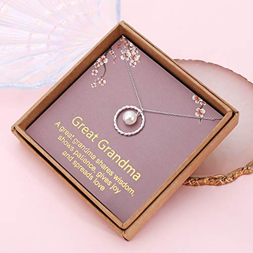 Sterling Silver Twisted Eternity Ring with Pearl & Great Grandma Necklace for Great Grandma's Birthday or Christmas4